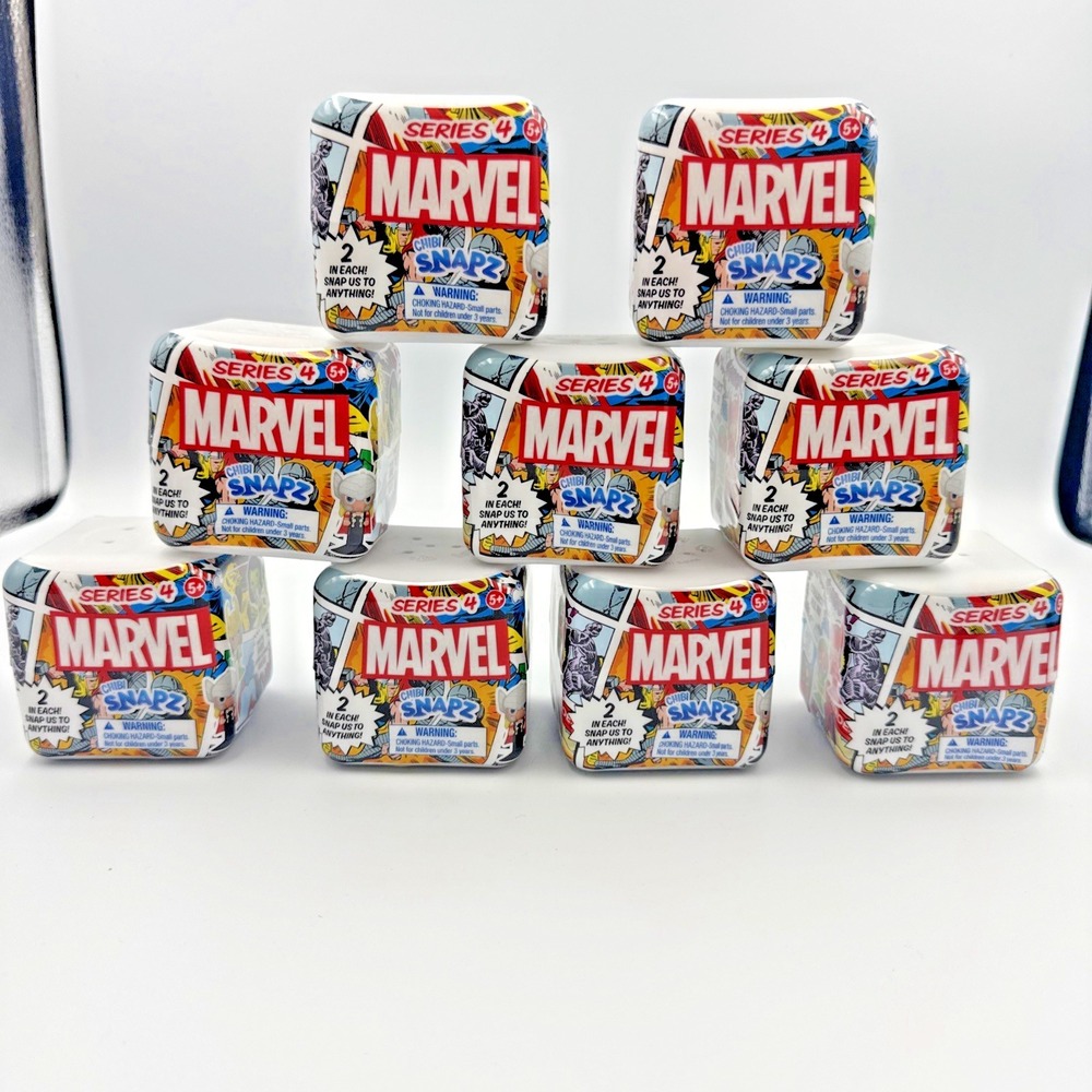 Marvel Chibi Snapz Series 4 : Lot of 9 NEW Sealed Blind Cube Capsules